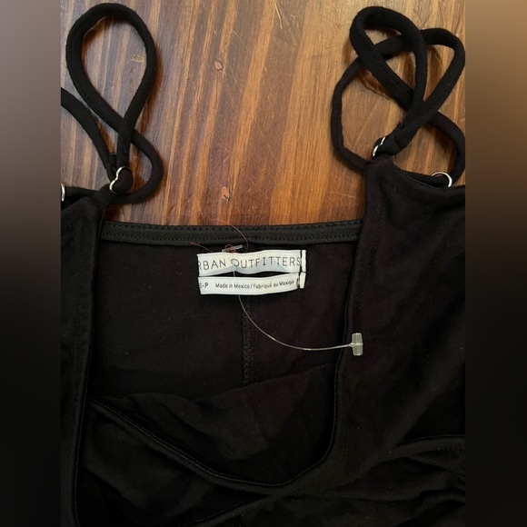 URBAN OUTFITTERS Black Tulip Hem Little Black Dress Spaghetti Straps Adjustable - Picture 5 of 5